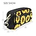 Students Pencil Case Pouch Yellow Blooming Sunflowers Black PU Leatehr Organizer Pen Holder Box Women Purse Wallet Waterproof Large Capacity Hand Mini Cosmetic Makeup Bag