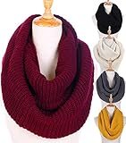 Knit Infinity Scarf for Women Thick Winter Warm Chunky Circle Loop Scarves Red Wine