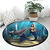 ALAZA 3D Mermaid Dolphin Ocean Round Area Rug Non Slip Rug Floor Mat Carpet Entryway Hallway Sofa Living Room Bedroom Home Decor 3' Diam