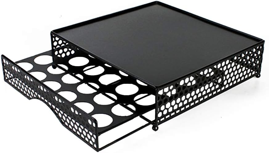 BEFFEE Black Sturdy Metal Stylish Designed Coffee Pod K-Cup Pods Storage Drawer Holds 36 Coffee Pods