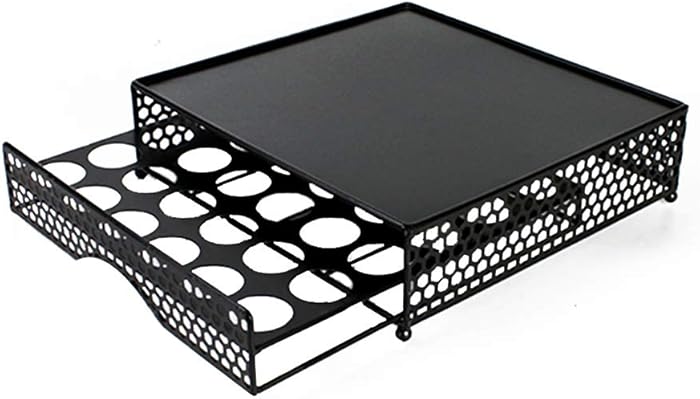 BEFFEE Black Sturdy Metal Stylish Designed Coffee Pod K-Cup Pods Storage Drawer Holds 36 Coffee Pods