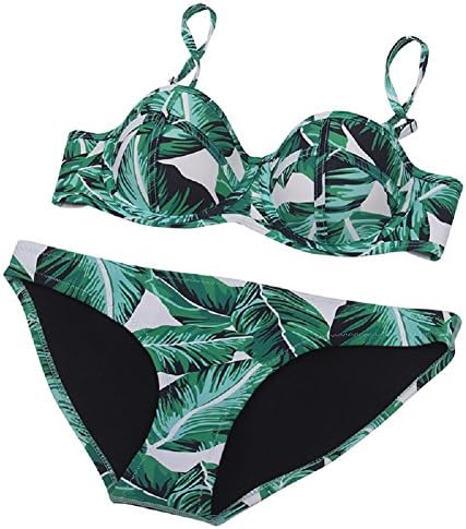 CINDYSMILE Women's Neoprene Bikini Set Padded Bathing Swimsuit (Green, S)