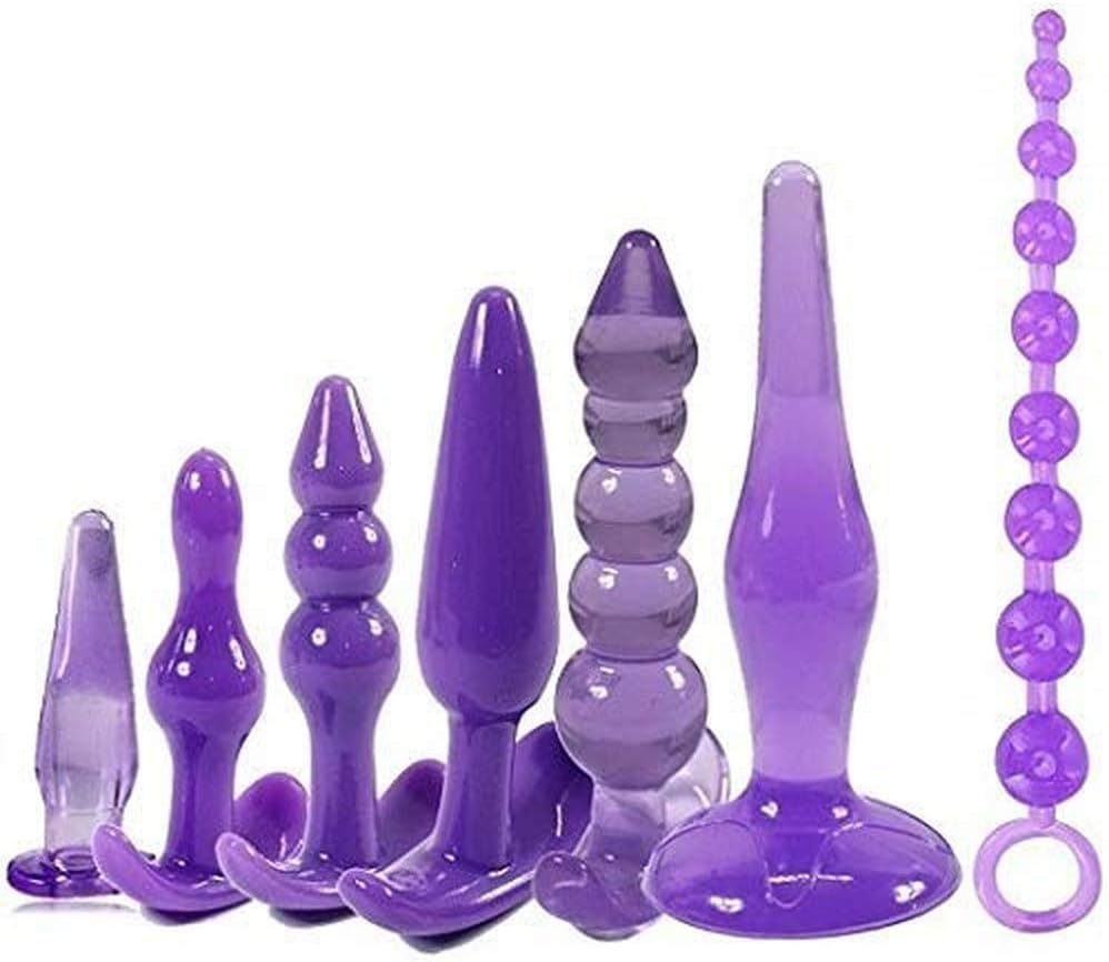 Beginner Anales Trainer Kits for Women 100% Waterproof Silicone Beginner Starter Set Toys with T-bar Base-7 Pack