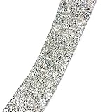 Yalulu Clear Silver Crystal Rhinestone Wedding Banding Ribbon,3cm Width,Fancy Bridal Dress Belt Trim,Wedding Cake Banding