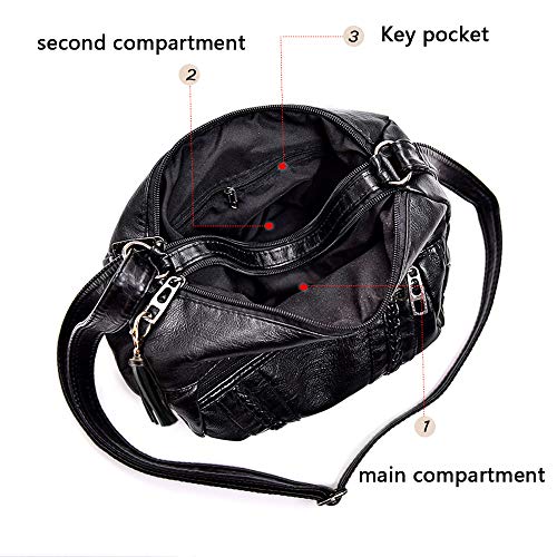 Crossbody Bags For Women Pocketbooks Soft PU Leather Purses and Handbags Multi Pocket Shoulder Bag