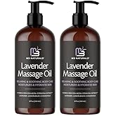 Lavender Massage Oil with Collagen and Stem Cells - Skin Firming Therapy Oil for Cellulite and Quick Absorption on Bum, Thighs, and Belly, 8 fl oz (Pack of 2) by M3