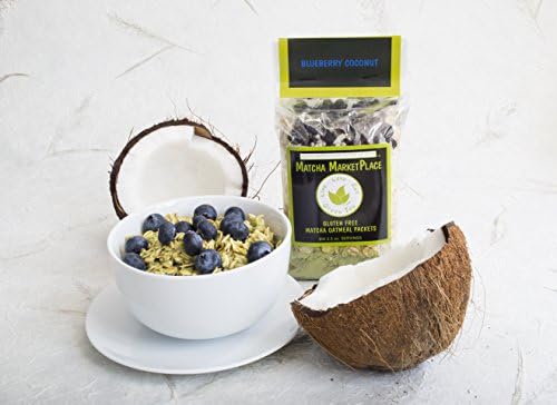 Matcha Oatmeal- Whole Grain Oats, Gluten Free, Combined with Matcha Green Tea Powder (Blueberry Coconut (No Sugar Added))