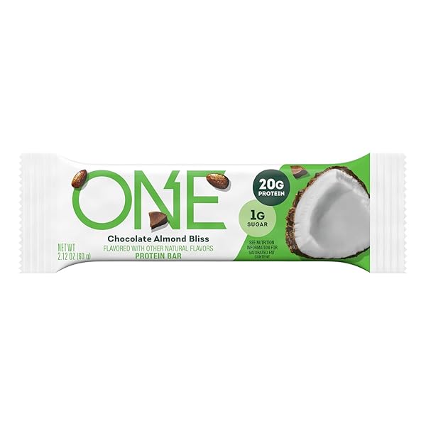 ONE PROTEIN BARS, CHOCOLATE ALMOND BLISS, GLUTEN FREE WITH 20G PROTEIN AND 1G SUGAR, PANTRY STAPLES, 2.12 OZ (12 PACK), PACKAGING MAY VARY