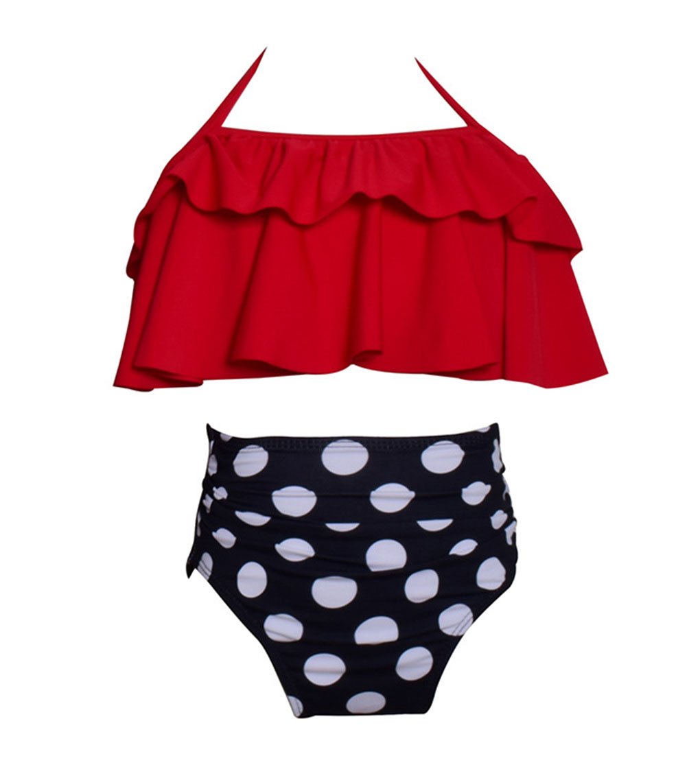 LemonGirl Baby Girls High Waisted Swimwear Floral Printed Bikini Set Swimsuits