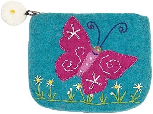 Dzi Felted Coin Purse - Magical Butterfly Coin Purse Credit Card Holder by dzi