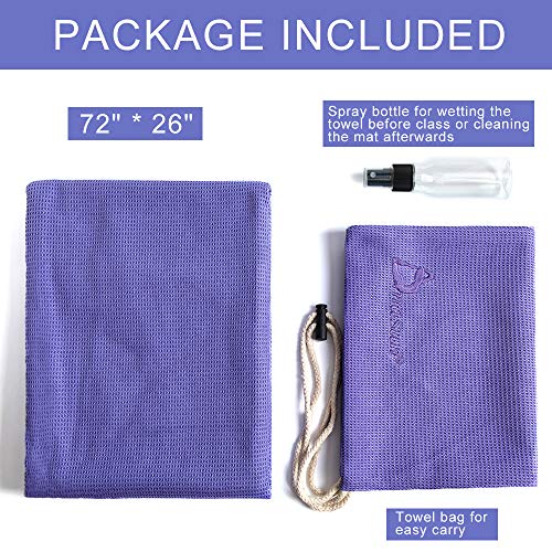 DMASUN Yoga Towel,Super Soft Microfiber Sweat Absorbent Yoga Mate Towel,Non-Slip Injury Free 72x26 Hot Yoga Towels,Ideal for Exercise, Fitness, Pilates and Yoga Gear,Purple