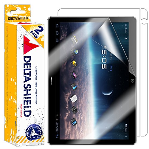 DeltaShield Full Body Skin for Huawei Mediapad T3 10 (2-Pack)(Screen Protector Included) Front and Back Protector BodyArmor Non-Bubble Military-Grade Clear HD Film