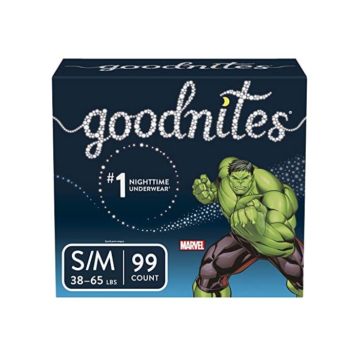Goodnites Nighttime Bedwetting Underwear, Boys' S/M (43-68 lb.), 99ct, FSA/HSA-Eligible