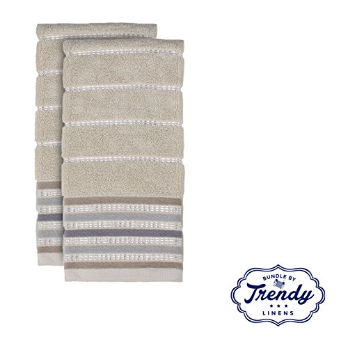 Colorware Stripe Hand Towels - Bathroom Shower Collection - Set of 2 Hand Towels - Exclusive Towel Set by Trendy Linens