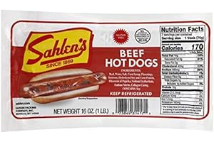 Sahlen's Beef Hot Dogs 16 Oz (4 Pack)