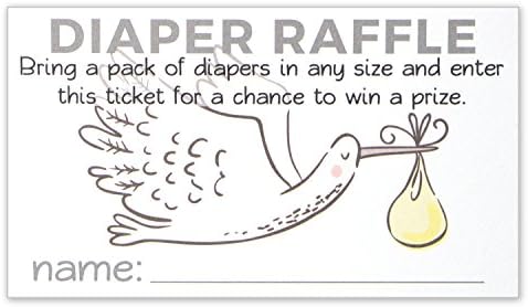 Diaper Raffle Tickets - Insert Cards for Baby Shower - Card Size 3.5 X 2 Inches - Pack of 50