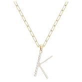 XOCARTIGE Pearl Initial Necklace Personalized 18K Gold Plated Paperclip Chain Letter Choker Necklaces for Women Alphabet Pendant Necklace Anniversary Birthday Gift for Women