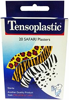 4 Packs of Sterile Tensoplastic Safari, First Aid Safari Plastic Strip Adhesive Dressing Bandages Plasters for Quick Wound Healing (20 Strips/ Pack)