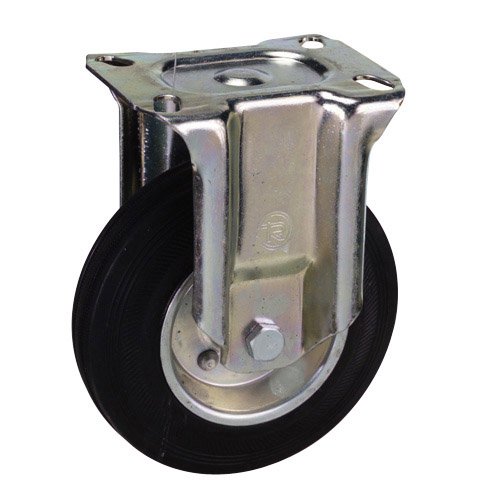 Industrial Wheel Black Rubber Fixed 80 mm.