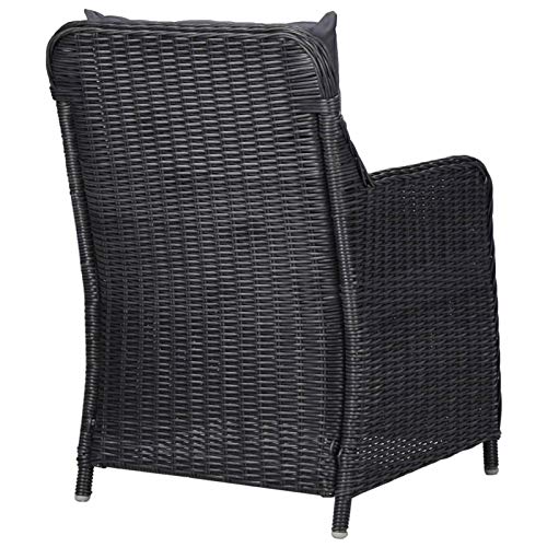 Tidyard 9-TLG. Garten Essgruppe Gartenmöbel Set Sitzgarnitur Glasplatte Tisch mit 8 Stühle Gartengarnitur Sitzgruppe Gartengruppe Rattan Set Poly Rattan Schwarz – Bild 5
