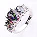 Psiroy 925 Sterling Silver Plated Created Rainbow Topaz Filled 5 Stone Engagement Ring Band Size 9