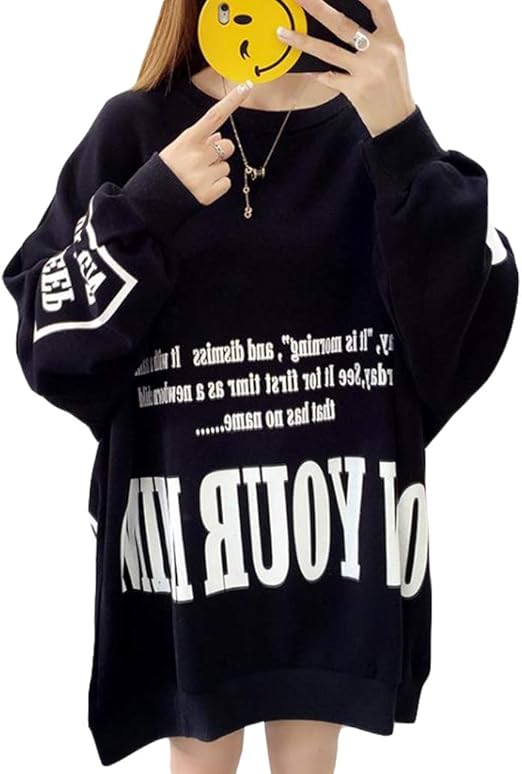 Amazon Ptorレディース トレーナー 長袖 ゆったり プルオーバー クルーネック プリント柄 パーカー 韓国 ファッション 春 トップス 大きいサイズ 通学 トレーナー パーカー 通販