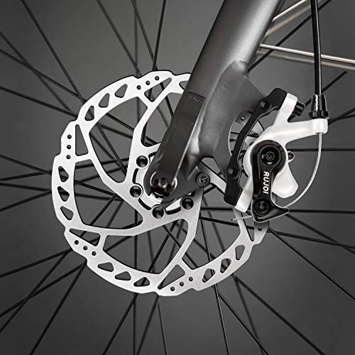 RUJOI Bike Disc Brake Kit, Aluminum Front and Rear Caliper, Full Aluminum Alloy Bicycle Brake Lever, 160mm Rotor, Mechanic Tool-Free Pad Adjuster for Road Bike, Mountain Bike