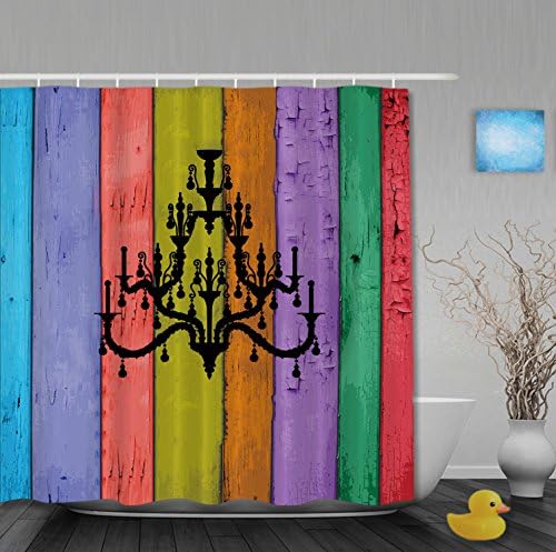 Black Italian Chandeliers With The Rainbow Color Bathroom Shower Curtains Waterproof Midewproof Polyester Fabric Delicate Home Decor 80"x72"Inch