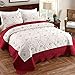 Oliven Quilts King Size,Reversible Bedspreads King,Embroidered Coverlet Set Burgundy&White,3 Piece(1 Quilt + 2 Pillow Shams)