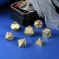 Metal Dungeons and Dragons Dice Set, DNDND 7 Rubbed