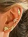 Ear Charm's Non-Pierced Flower and Leaf Full Ear Spray Ear Cuff Gold on Silver Left Earring Cuff