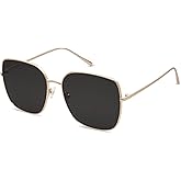 SOJOS Trendy Oversized Square Metal Frame Sunglasses for Women Men Retro Big Flat Lens UV Protection Sunglasses SJ1146