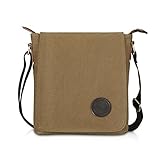 Ibagbar Small Vintage Cotton Canvas Messenger Bag Ipad Bag Shoulder Satchel Crossbody Bag Hiking Traveling Bag for Men and Women