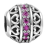 SOUFEEL July Birthstone Charm Rose Red 925 Sterling Silver Charms Fit Bracelet Necklace