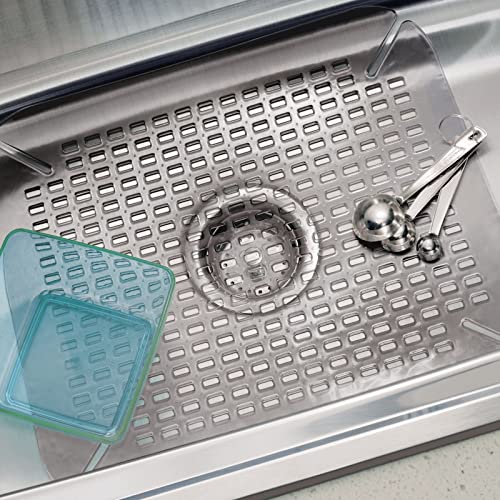 mDesign Adjustable Kitchen Sink Dish Drying Mat/Grid Plastic Sink