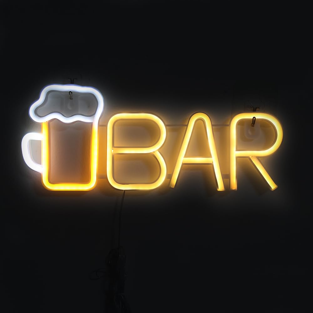 GUOCHENG Neon BAR Sign Pony-Size Led Illuminated Bar Letter Lights Pub BAR Sign Light Up Neon Beer Lamps– Lighted Home Bar Decor(S-Warm)