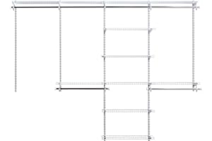 Rubbermaid Configurations Add-On Shelving and Hanging Clothes Kit, White, 48-Inch, FG3H9200WHT