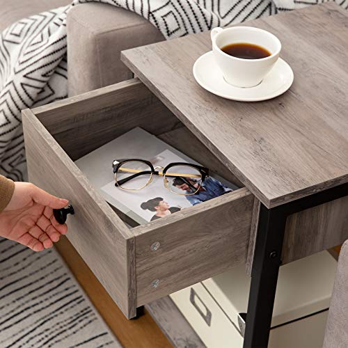 HOOBRO Set of 2 Nightstands, 2Tier End Table, Industrial Side Table