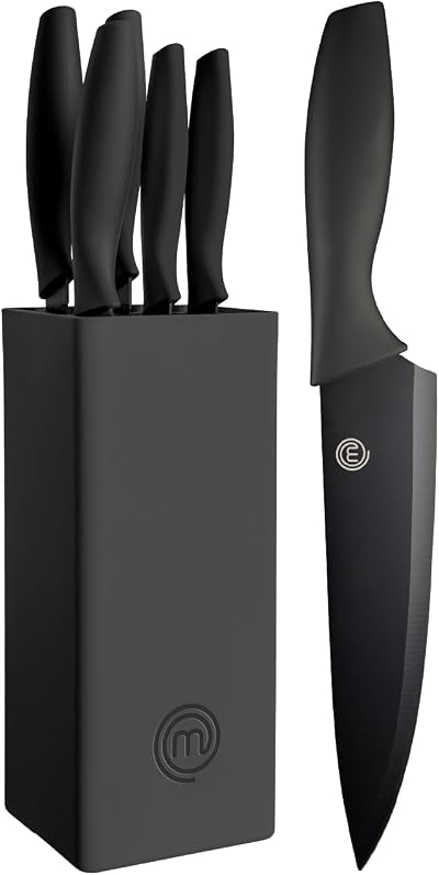 MasterChef 5 Piece Knife Set with Block, Stainless Steel Blades