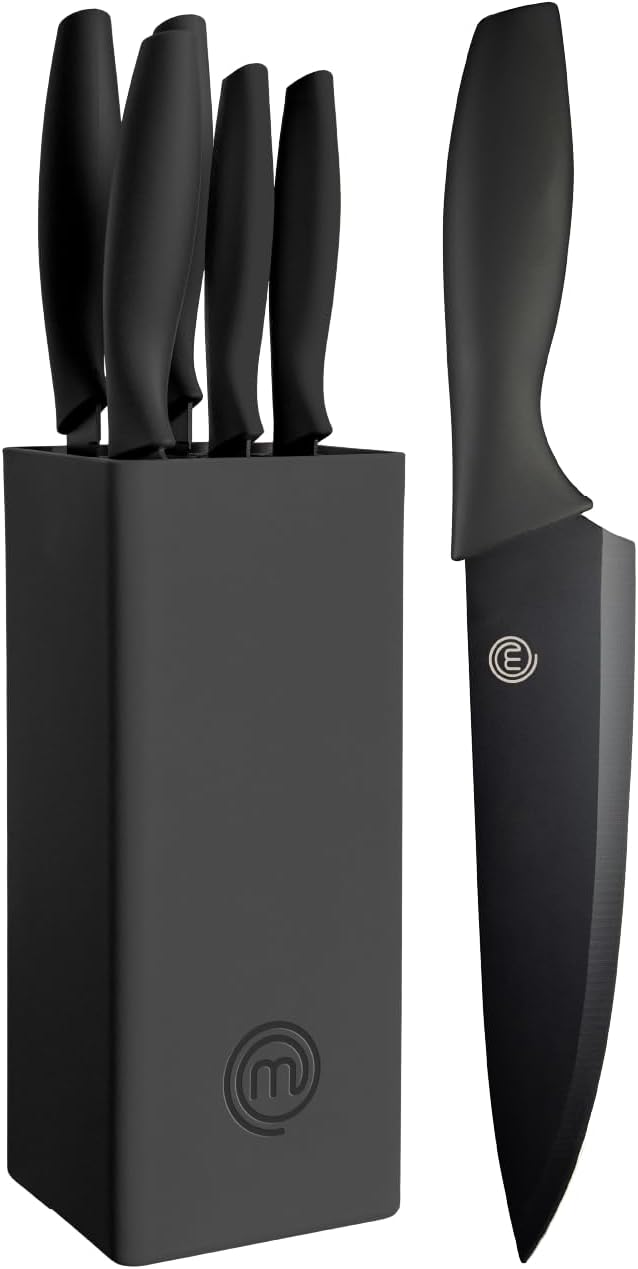MasterChef 5 Piece Knife Set with Block, Stainless Steel Blades