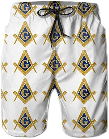HAUYNVNS Freemason Male Swim Trunks Quick Dry Waterproof Beach Pants Beach Board Short with Pockets