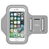 MoKo Armband for iPhone 7 / iPhone 6s / 6, Sweatproof Sports Armband Running Arm Band for iPhone 7, 6S, 6, 5S, 5, Galaxy S7, S6 edge, BLU 5.0, Moto G, Silver (Fits Arm Girth 10.8