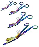 Set of 4 Multi Color Rainbow Lister Bandage Scissors 3.5