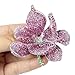 EVER FAITH Women's Austrian Crystal Orchid Flower Petal Brooch Pink Silver-Tone