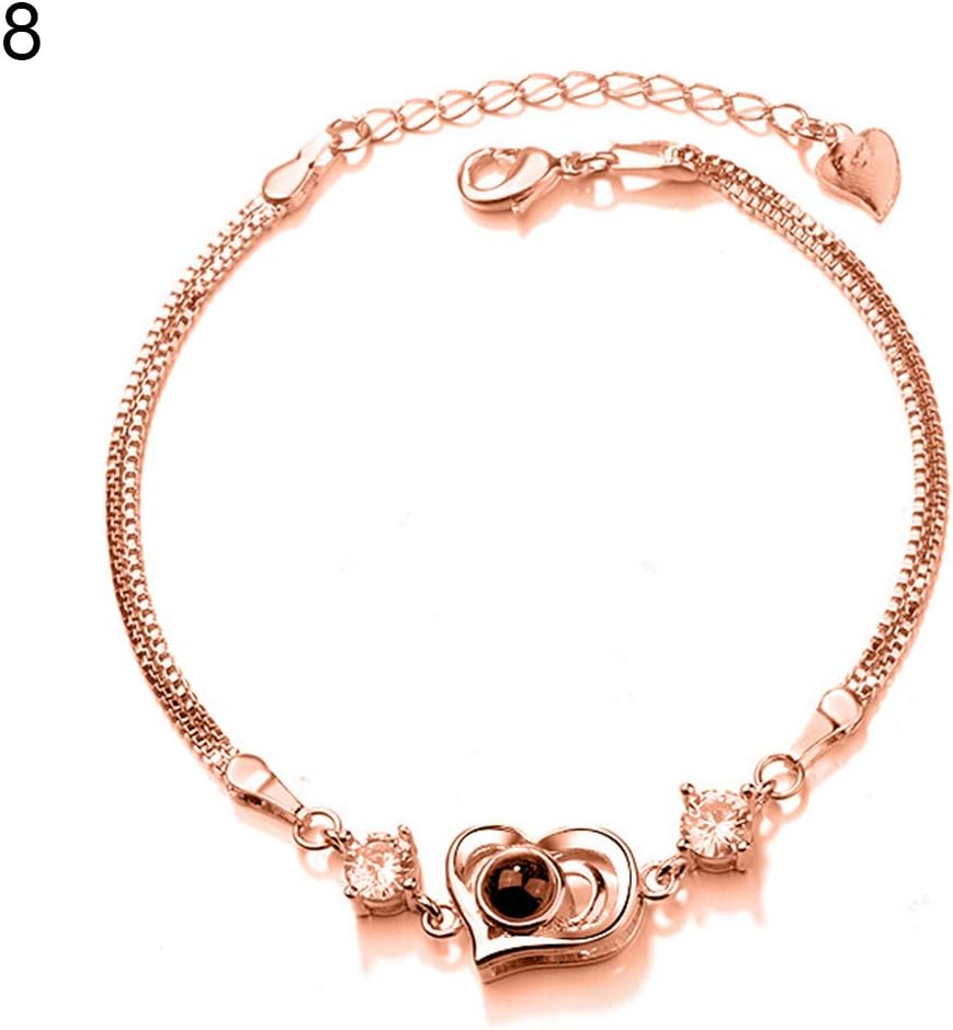 Taiguang Fashion 100 Languages I Love You Projection Chain Bracelet Women Jewelry Gift