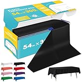 Niuara Black Plastic Table Cover Roll - 54IN x 300FT, Table Cloth for Rectangle Table with Slide Cutter, Plastic Table Cloth Disposable with Cut-to-Size Design for Weddings, Banquets, Parties