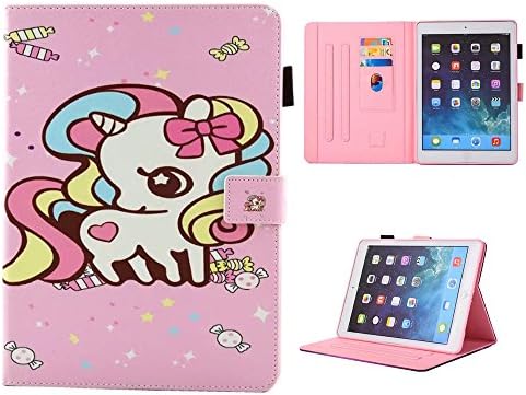 iPad Mini Case Smart Leather Case - UNOTECH Card Slot Protective Case with Pen Holder Wake/Sleep Function for iPad Mini 1 2 3 4 (7.9 Inch), Unicorn