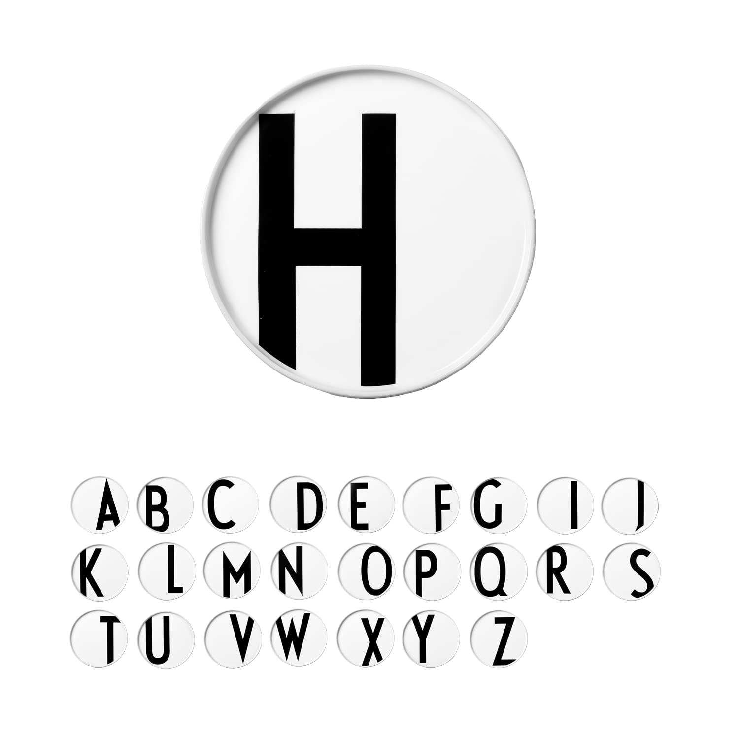 Design Letters Porcelain Plates (A-Z) | Ideal Gifts for Women, Men | White Plates for Table Decoration | Dinner Plates Dishwasher, Microwave Safe | Decorative Plate Designed in Denmark | Initial Plate