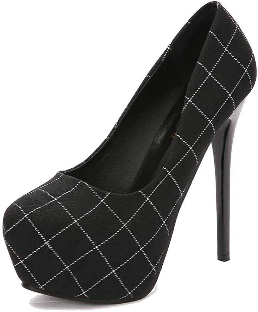 Women Round Toe High Heels Thin Heel Pumps Platform Stilettos Fashion