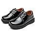 WQINSHOE Boys' Lace-up Oxford Black School Uniform Dress Shoes(Toddler/Little Kid/Big Kid)